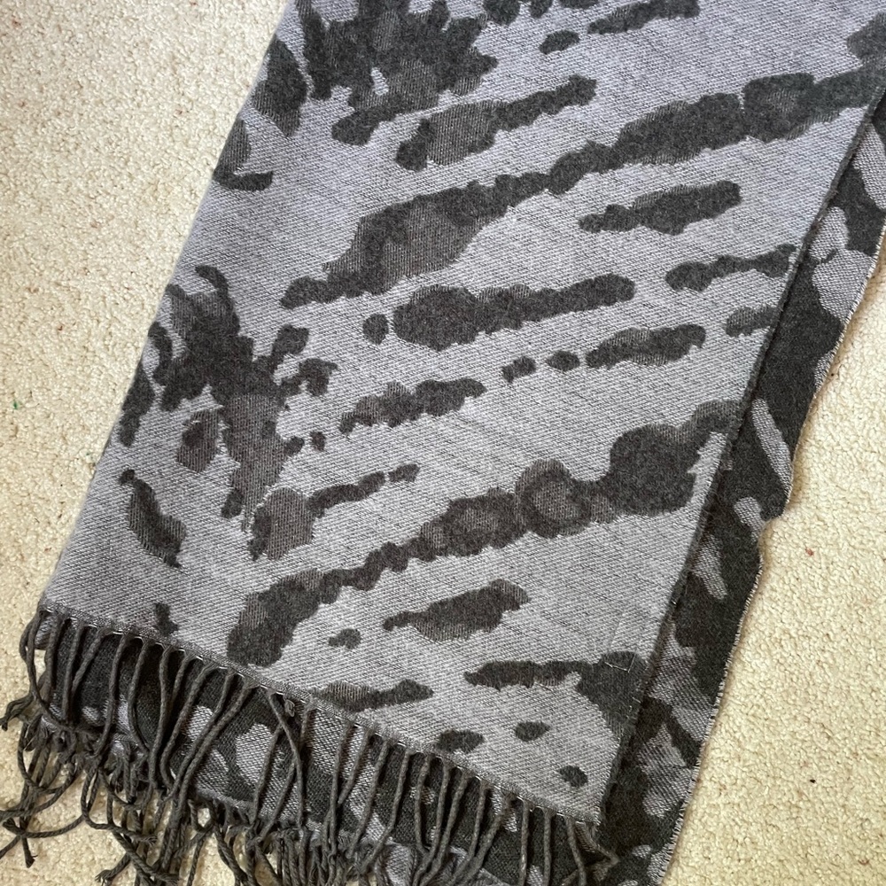 Gray and Black Animal Print Scarf